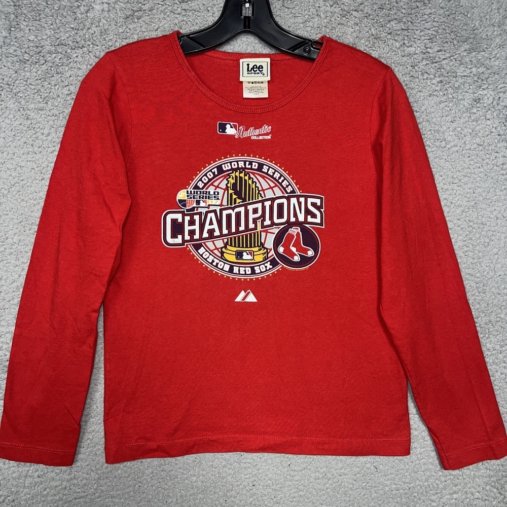 VTG Lee Sport Boston Red Sox 2007 Shirt Mens Sz S Red World Series Champions MLB